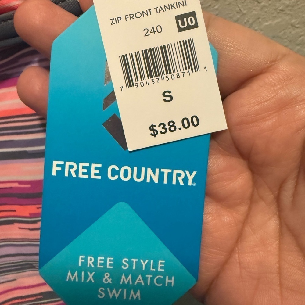 FREE COUNTRY WOMEN'S ZIP UP RACERBACK TANKINI SWIMSUIT TOP SZ Small - Picture 4 of 6